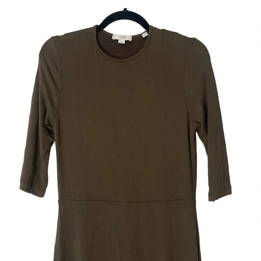 Vince Olive Green‎ Stretch Jersey Midi Dress
